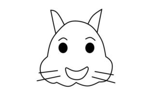 rabbit line drawing isolated on white background. vector illustration.