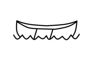 Line drawing of a boat isolated on white background. Vector illustration.