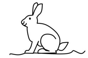 rabbit line drawing isolated on white background. vector illustration.