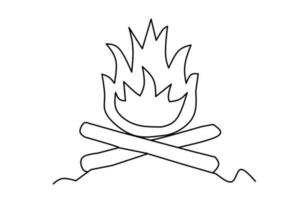 Line drawing bonfire isolated on white background. Vector illustration.