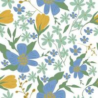 Blue Cute Abstract Flower Seamless Pattern vector