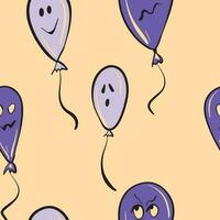 Seamless pattern with purple fun balloons on a beige background.Vector illustration. vector