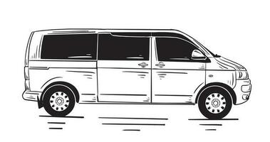 microbús minivan aislado monovolumen modelo en blanco para vehículo marca, corporativo identidad. lado vista.vector ilustración.entrega. vector