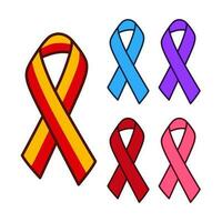 awareness Ribbon set in different color vector