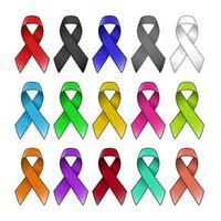 Realistic awareness Ribbon set in different color vector