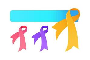 Realistic awareness Ribbon set in different color vector