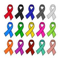 Realistic awareness Ribbon set in different color vector