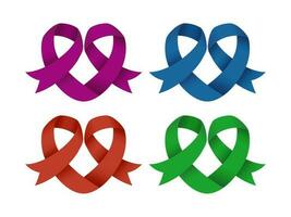 Realistic awareness Ribbon set in different color vector