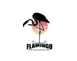 Flamingo bird silhouette logo design vector