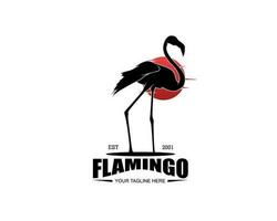 Flamingo bird silhouette logo design vector