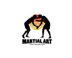 Martial art silhouette logo design vector