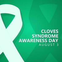 Cloves Syndrome Awareness Day 3rd august, greeting card design on 3rd august. vector illustration with ribbon and text