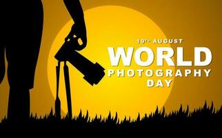 World photography day on August 19th, photographer silhouette illustration design. vector