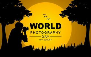 World photography day on August 19th, photographer silhouette illustration design. vector