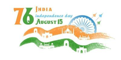 Indian Independence Day illustration with Indian flag. vector