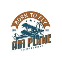 Vintage  retro airplane with emblem logo design Vector template