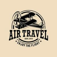 Vintage  retro airplane with emblem logo design Vector template