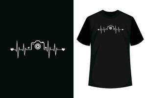 fotógrafo camiseta regalo idea latido del corazón fotografía cámara camiseta vector