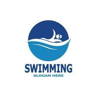 Swimming people logo vector template illustration