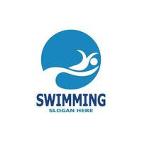 Swimming people logo vector template illustration