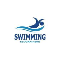 Swimming people logo vector template illustration