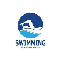 Swimming people logo vector template illustration