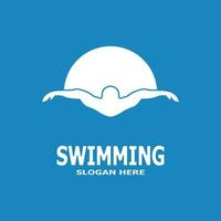 Swimming people logo vector template illustration