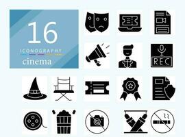 cinema filled icon set for download vector