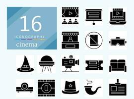 cinema filled icon set for download vector