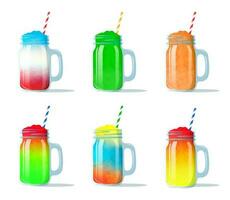 Fruit Slush Ice Drink In Glass Jar Slushy Illustration vector