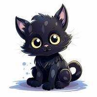 Cute cartoon style black kitten clipart photo