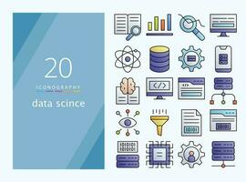 data science line  color icon for download vector