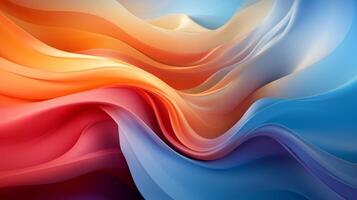 Modern line art with blue and orange abstract waves background, photo