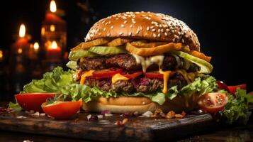 Meat burger on a stand, photo