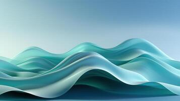 Blue and green wavy gradation background, blue wavy background. modern style, Generative AI photo