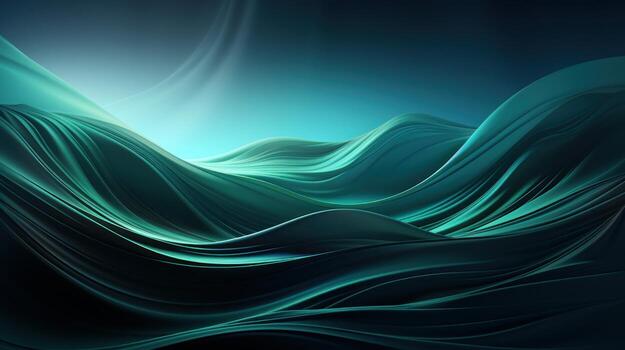 Turquoise green wavy ribbon background, photo