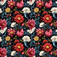 Seamless botanical pattern with leaf background. photo