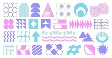 Brutalist design elements. Set of geometric shapes and grids. Trendy 90s - 2000s style. Elements for posters, stickers, clothes. Bauhaus design style. vector