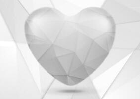 White grey polygonal tech heart design vector