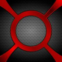 Dark metal perforated background with red circle shape vector