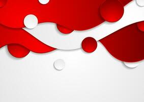 Red and white abstract wavy corporate vector background