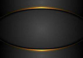 Black abstract wavy background with orange glowing light vector