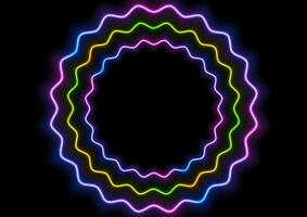 Colorful glowing neon wavy circles abstract background vector