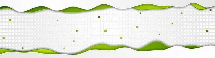 Abstract green and grey tech wavy banner design vector