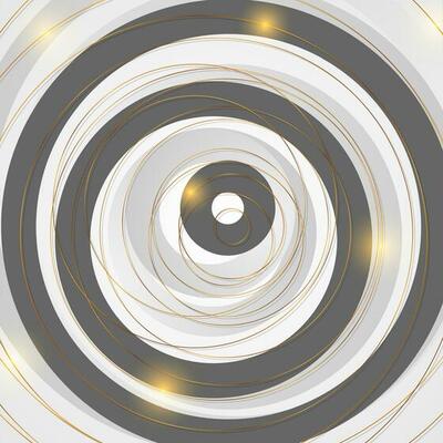 Golden round outline pattern on black and grey background