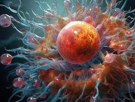 Abstract science background with close up of virus cells photo