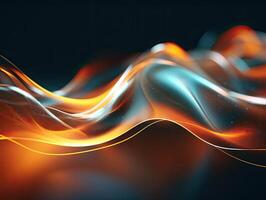 Abstract art of flowing blue and orange waves photo