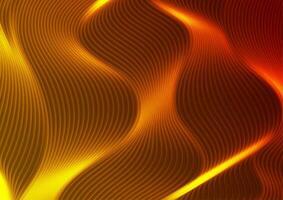 Abstract futuristic fiery orange neon wavy background vector