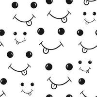 Smile with tongue seamless pattern background. Business flat vector illustration. Hand drawn face doodle sign symbol pattern.