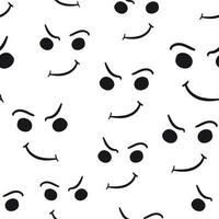 Smile face seamless pattern background. Business flat vector illustration. Hand drawn face doodle sign symbol pattern.